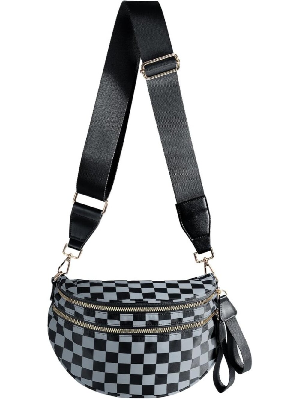 Spacious Checkered Nylon Crossbody Bag Bum Bag Handbags Wallets for Women